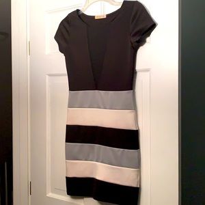 Arden B color block bodycon v neck dress